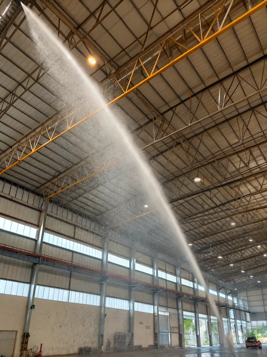 A fire sprinkler system installed in a commercial warehouse, demonstrating DKM Engineering's commitment to fire suppression and protection.
