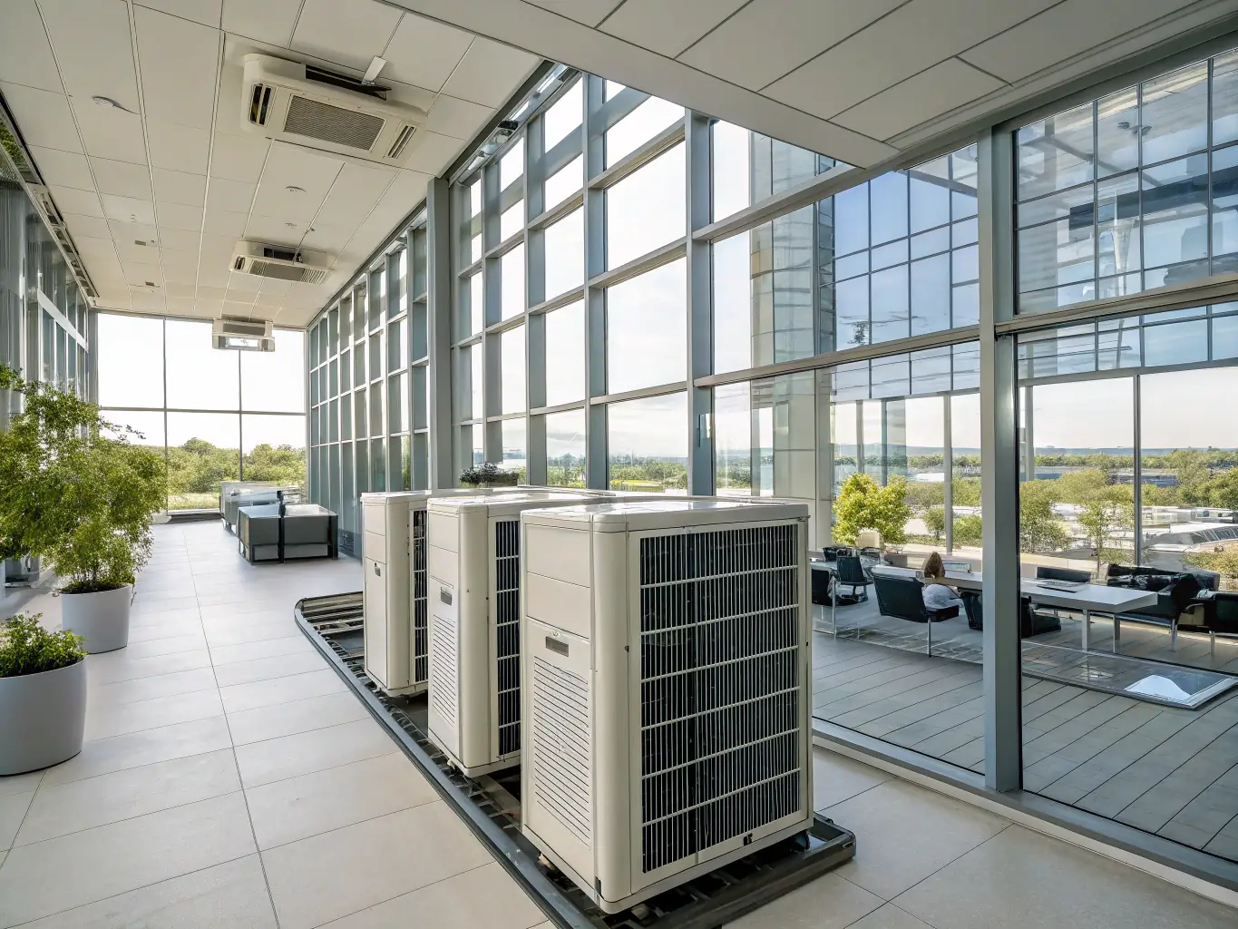 A modern HVAC system installation in a commercial building, showcasing advanced temperature control and energy efficiency.