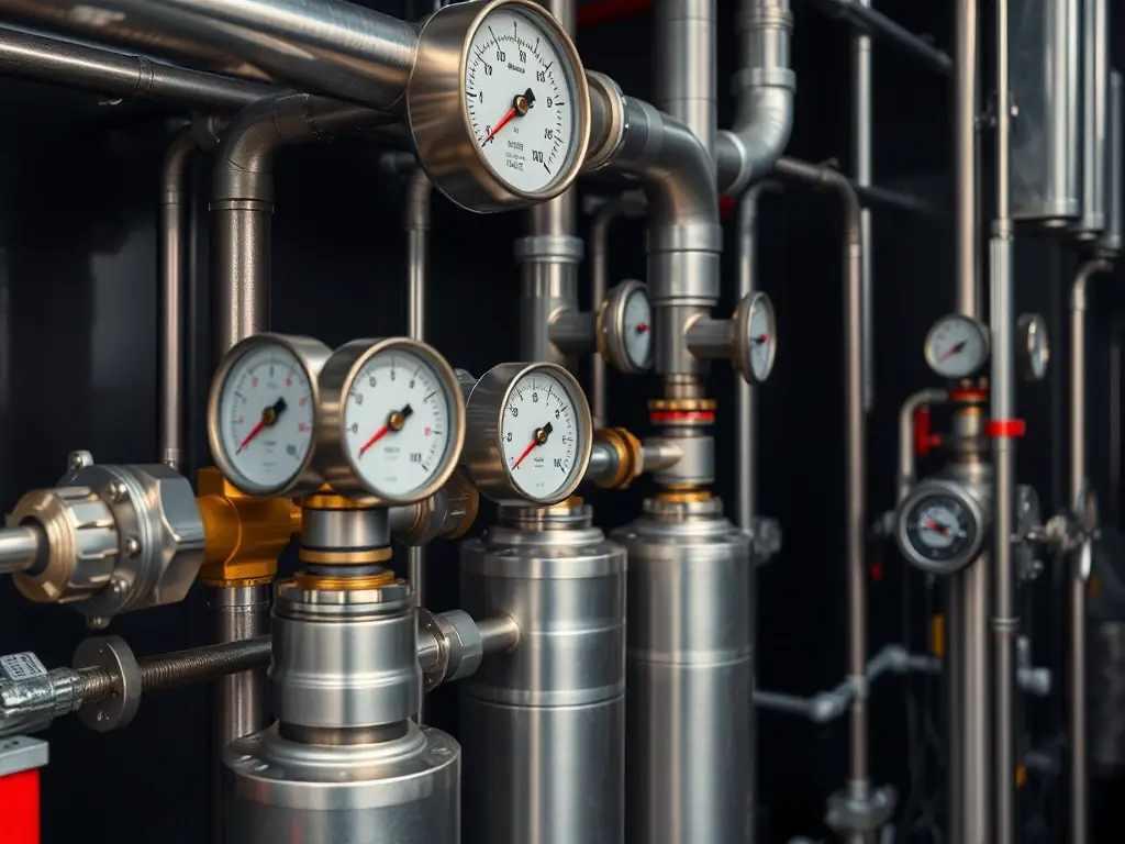 A state-of-the-art fire suppression system in an industrial setting, demonstrating advanced safety measures and compliance.